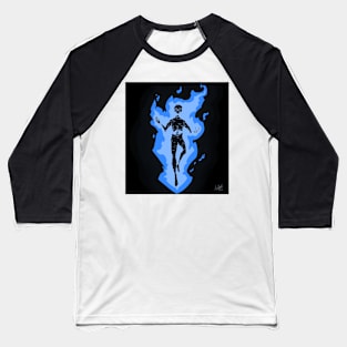 Spark Crispy the Skeleton Fire Demon Baseball T-Shirt